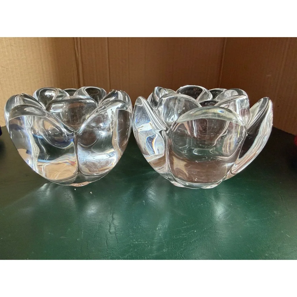 Vtg Royal Copenhagen Lotus Flower Votive Candle Holders Set of 2 Heavy Tulip